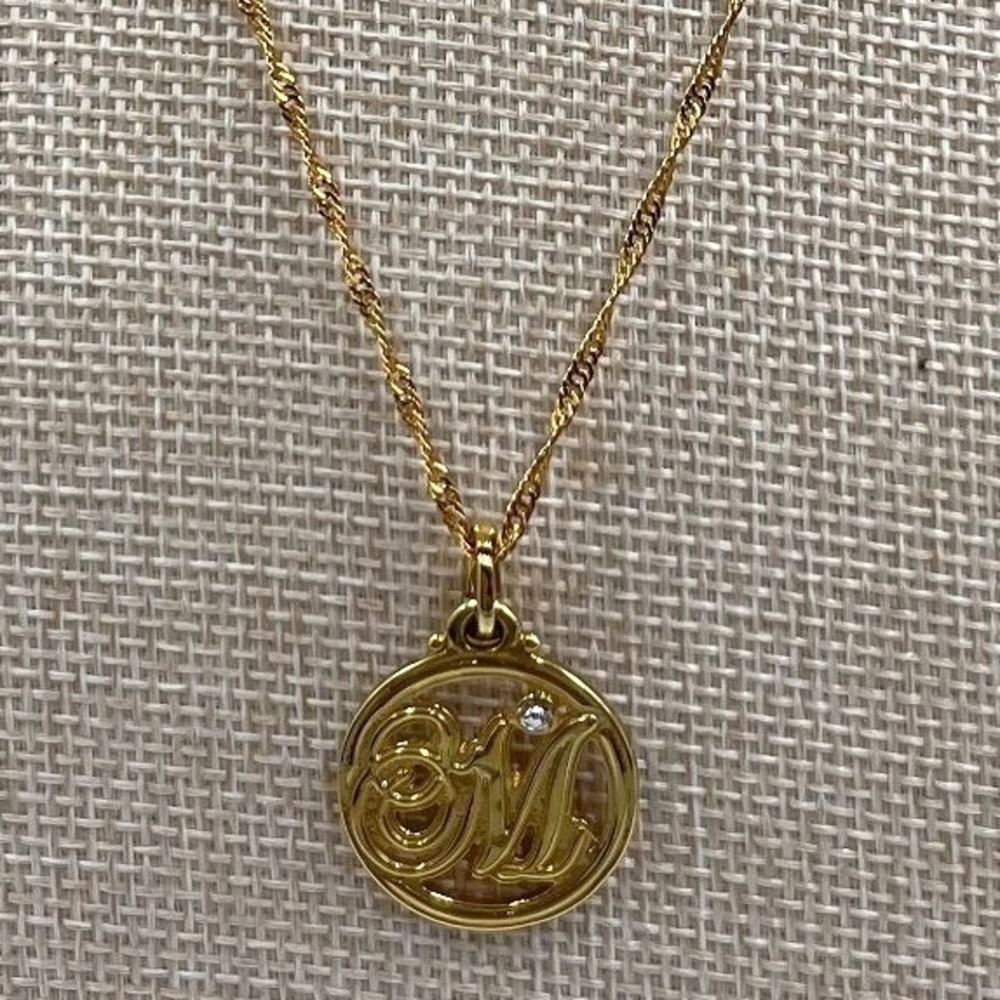 Vintage OM Symbol Pendant Necklace Gold Tone Rope Chain Yoga Spiritual‎ Jewelry
